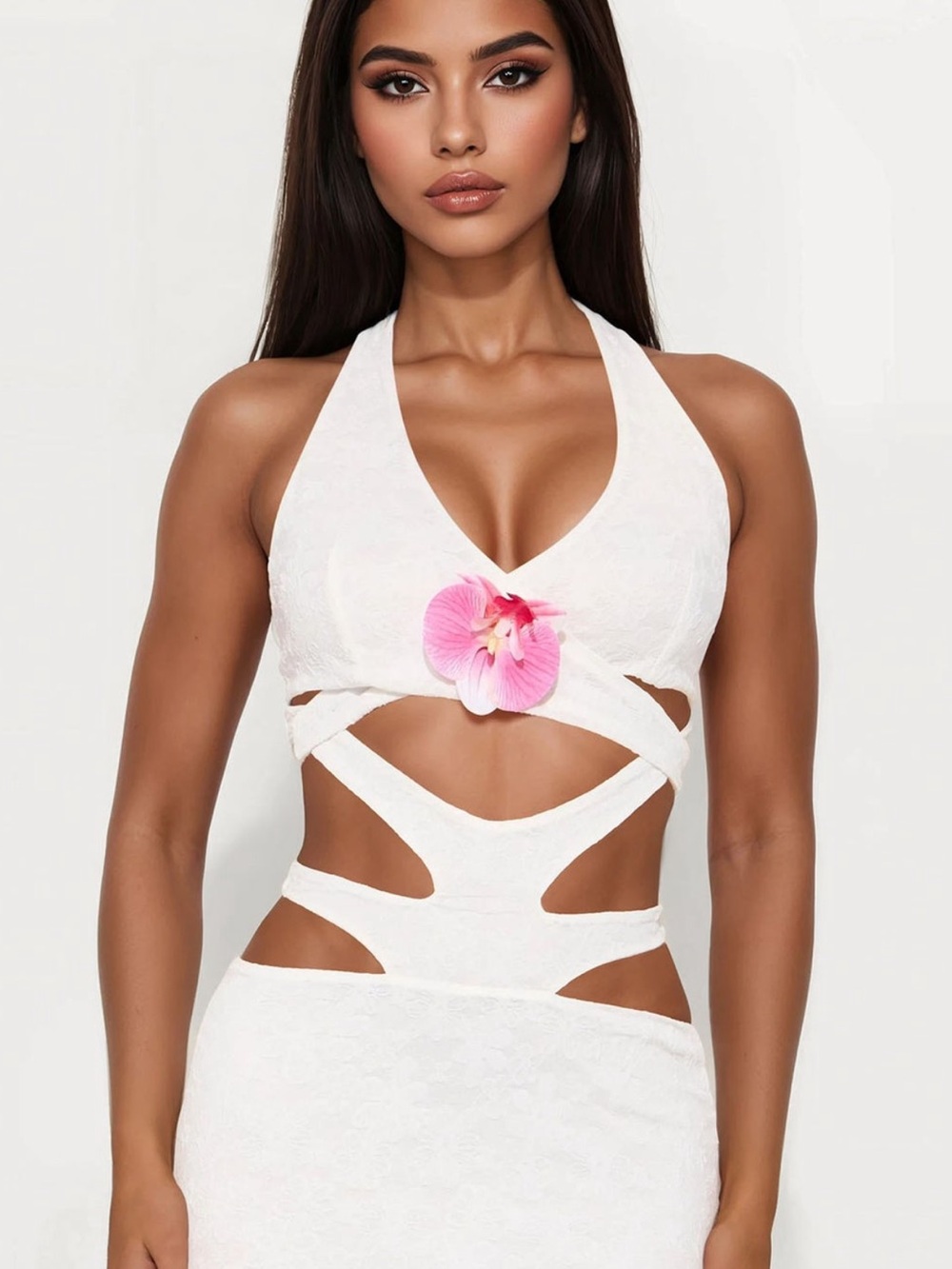 Never worn Women’s White Halter Cutout dress